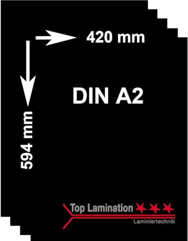Top Lamination 10 Blatt DIN A2 (420x594mm) 90g/m² schwarzes Papier - Black Paper Premium Qualität