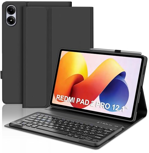 IVEOPPE Tastiera per XIAOMI REDMI Pad 2 Pro 2025/Pad Pro 2024 12.1, Cover Keyboard Italiano QWERTY, Senza fili Bluetooth Staccabile Custodia, Nero