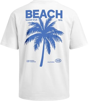 Neverless® Herren T-Shirt - Beach Club Palme - Oversized Relaxed Fit Sommer Fashion Streetstyle