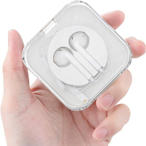 PZOZ Kopfhöreretui, Weiß | Kompatibel mit Apple iPhone, iPad, iPod, EarPods, Kabelorganizer, Kabelwickler, Mini-Aufbewahrungstasche, Kabelmanagement