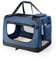 lionto Caisse de Transport Pliable pour Chien & Chat, 90x61x65 cm, Tissu Oxford Robuste + poignées & Couverture, pour Animaux Jusqu’à 22 kg, Caisse pour Petits & Grands, Bleu foncé