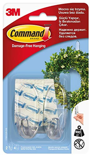 Command Hooks, Medium, Clear, 2-Hook, by Command