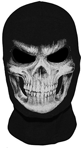 WTACTFUL Scary Skull Balaclava Ghost Death Mask Kopfbedeckung Schutzmaske Motorradfahren Ski Snowboard Cosplay Kostüm Halloween Party Winter/Sommer Schwarz