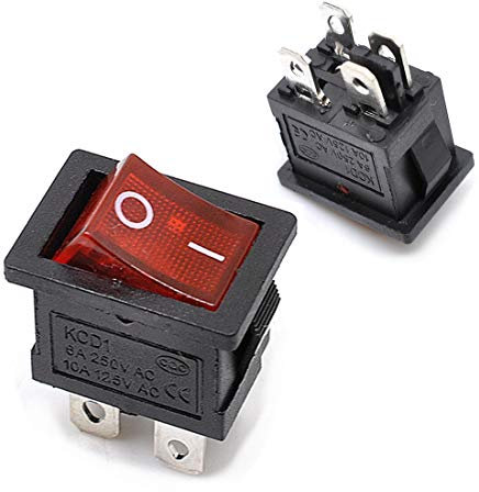 Oiyagai 20pz Interruttori a Bilanciere KCD1-104P DPST ON-OFF con Luce LED Rossa