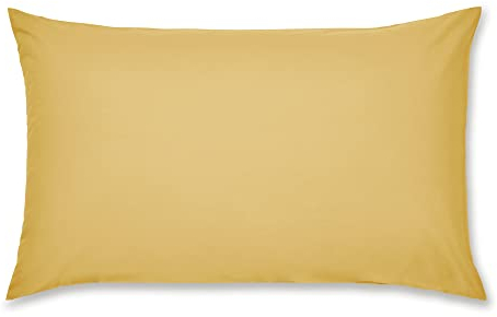 Catherine Lansfield Pillowcases Easy Iron Percale Standard 50x75cm Pack of 2 Pillow cases with envelope closure Ochre