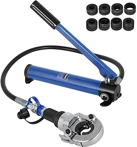 VEVOR Pinza idraulica a crimpare a forma di TH/U 16-20/25-32 Kit di pinze di crimpatura multistrato forza di pressione 6 T crimpatrice testa girevole a 360°, con bottiglia per tubi in alluminio, PEX,