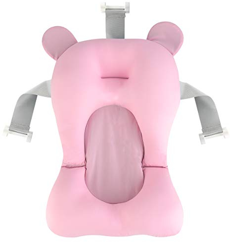 Gojiny Cojín de Baño para Bebés Almohadilla de Bañera para Recién Nacidos Cojín de Bañera para Bebé con Asiento Antideslizante Almohada de Baño Flotante para Baby Shower (Rosa)