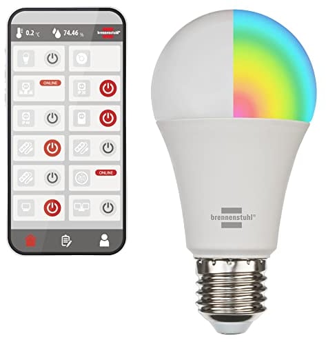 Brennenstuhl Connect WLAN LED Glühbirne SB 800 E27 (Kompatibel mit Alexa und Google Assistant, kein Hub notwendig, smarte Glühbirne 2.4 GHz mit kostenfreier App, 810lm, 9W)
