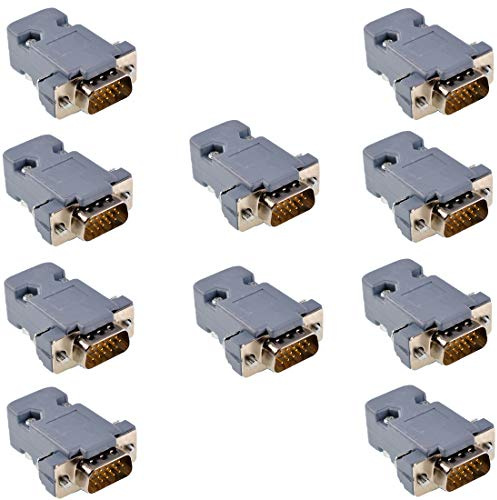 Oiyagai 10 Sets DB15 VGA Stecker Set – 15-Pin HD15 D-Sub Lötkupplung mit Kunststoffgehäuse, VGA Male Connector Kit für Kabelreparatur, DIY & Elektronikprojekte