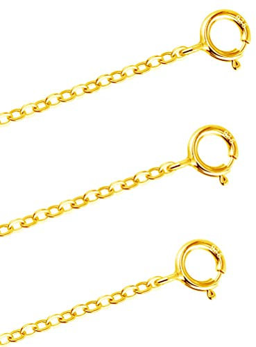 WIFUN 3 Pieces Jewelry Extender Chain, 925 Sterling Silver Necklace Bracelet Extension Chain for Jewellery Making(Gold)