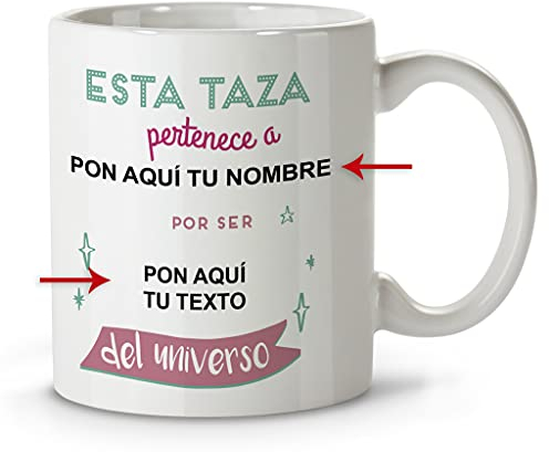 LolaPix Taza mamá. Tazas personalizadas. Tazas desayuno originales. Tazas con frases. Cerámica. 330 ml. Regalos personalizados. Universo Turquesa