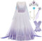 LOBTY Elsa 2 Costume Dress Princesse Costume Robe avec Accessoires Fête d'anniversaire Cosplay Déguisement Violet 110cm