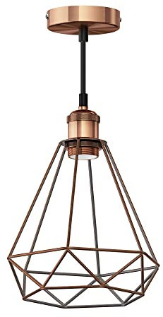 ledscom.de Vintage Pendelleuchte RETRA, bronze, E27 Fassung, Käfig-Schirm, bronze