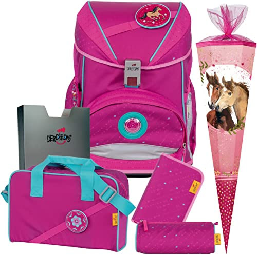 Boho - Horse Pferd - DerDieDas ErgoFlex Buttons Schulranzen-Set 6tlg. - SCHULTÜTE GRATIS DAZU