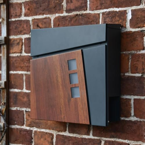 Black Country Metal Works ''Elmsgate'' Anthracite Grey Modern Wall Mounted Post Box