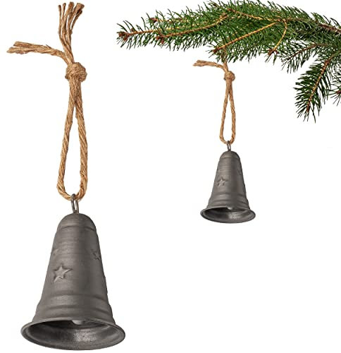 alles-meine.de GmbH 6 Stück Metall Glocken/Klingeln - 11 cm - wetterfest - Winter & Weihnachten - zum Aufhängen & Hintellen - Deko - Glöckchen Klocken Jingle Bells Glocken Sc..