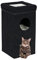 Relaxdays Katzenhöhle, HxBxT: 76 x 40 x 40 cm, faltbares Katzenhaus mit 3 Ebenen, Katzenversteck mit Kratzbrett, schwarz