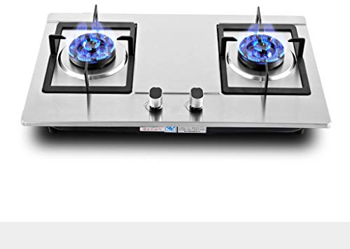 Estufa de Gas 29 4 quemadores incorporados, Placa de Gas Natural LPG de Acero Inoxidable, Estufa de Gas de 2 quemadores, protección de termopar/Encendido electrónico pulsado (Gas