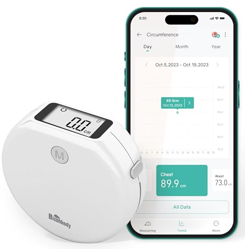 Bisonbody Smart Body Measuring tape – Smart Tape Measure Body with App – 2 Measuring Modes & Units – Large LCD Display – User Friendly Design – Smart Tape Measure for Your Body Health & Fitness