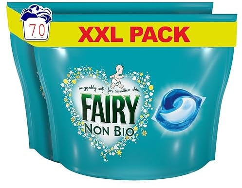 Fairy Non Bio Pods, Laundry Detergent, Washing Liquid Pods/Capsules, 70 Washes, Huggably Soft for Sensitive Skin - Savers Pack
