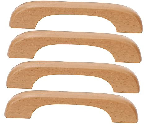 DOITOOL 4Pcs Poignée de Meuble en Bois Bouton de Tiroir de Porte Poignées de Placard pour Cuisine Armoire Commode (127mm Longueur Totale,Couleur Bois)