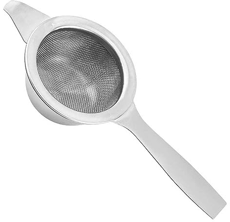 Stainless Steel Tea Filter Tea Strainer Loose Tea with Drip Bowl Stainless Steel Strainer or Loose Tea Leaf Filter Kitchen Tool with Long Handle and Stand Silver