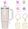 Letter Stanley Straw Cover 2Pcs Dustproof 10mm Straw Cover for Stanley Cup Accessories Include 2pcs Personalized Name ID A-Z Pearl Hangings Letter Stickers(S)