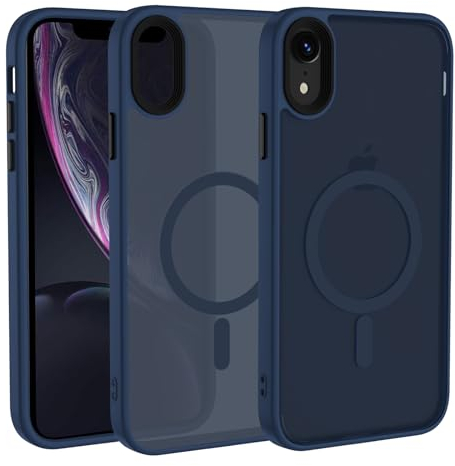 KetteTech Cover Magnetica per iPhone XR Compatibile con MagSafe, Custodia Antiurto Traslucida Opaca Posteriore Sottile Antigraffio Livello Militare Resistente Protettiva Case, Blu Scur