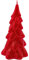 Hochwertige Kerze als Tannenbaum, Weihnachtskerze, Figurenkerze als Christbaum,Tannenbaumkerze in rot mit Glitter, handgemacht, Größe: H/Ø ca. 21 x 11m.