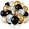Luftballons Schwarz Gold 100pcs,Schwarz Gold Silber Luftballons mit Gold Konfetti Ballon,Party Latex Ballons für Luftballon Girlande Hochzeit Baby Shower Geburtstag Party Deko