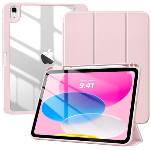 TiMOVO Funda para iPad A16 11ª Generación 11 Pulgadas 2025, iPad 10ª Generación 10,9 2022 con Ranura de Lapiz, Cubierta Delgada de Carcasa Trasera Transparente Auto Estela/Sueño, Rosa Clara