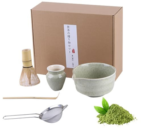 Premium Matcha Tea Set – Complete Matcha Kit with Bamboo Whisk, Ceramic Bowl, Scoop & Holder – Ideal for Traditional Japanese Tea Ceremony, Gift for Matcha Lovers, Beginners & Enthusiasts