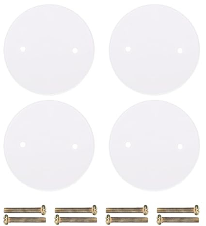 ChainYao 4-Pack White ABS Round Blanking Plate Covers with Screws, Universal Hole Caps for Ceiling Lights, Electrical Outlets, Switch Panels & Wall Openings