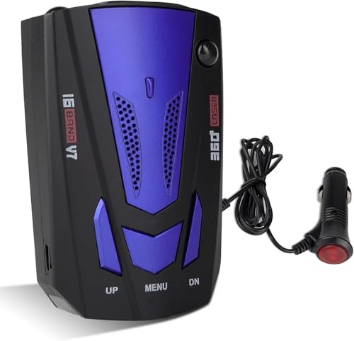 Car Radar Detector, Upgraded Speed Dectector Driving Aids for City Road and Highway, Directional System Real Time Voice Alert Speed, Built-in GPS, LED Display(Blue)