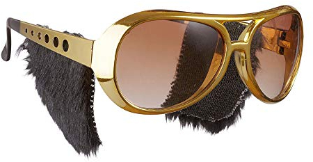 W WIDMANN MILANO Party Fashion 6733S - Rock´n´Roll Brille mit Koteletten, Gold, Partybrille, Spaßbrille, Karneval