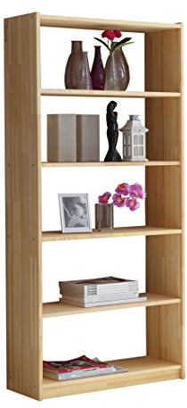 TiCAA Standregal Bücherregal Kiefer Natur H179cm
