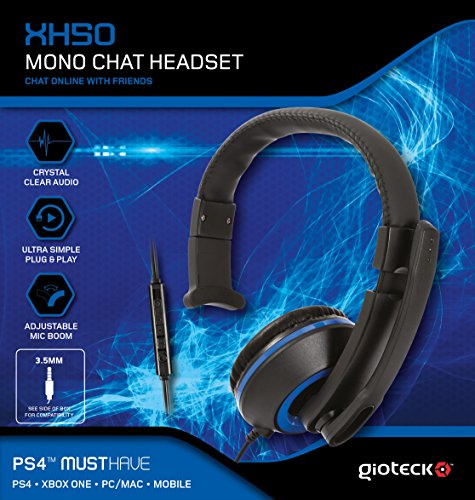 Gioteck XH50 Micro Casque Mono Chat pour PS4 - bleu