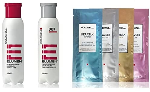 Goldwell Elumen Haarfarbe [Tq@all Türkis] 200ml + 250ml Lock Versiegelung + 4x Kerasilk Sachets/Proben
