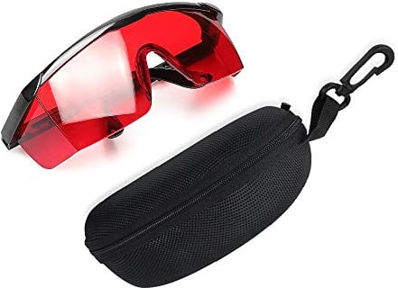 Huepar GL01R Laserlichtbrille - Rot für Kreuzlinienlaser, Rotationslaser und Mehrlinienlaser - Verbesserte Sichtbarkeit des Roten Strahls (inkl. Schutzbox)