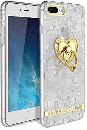 ZCDAYE iPhone 6 6S Case,Luxury Bling Crystal Diamond Soft TPU Rubber Silicone[Love Ring Holder Design][Kickstand Function] Shockproof Protective Shell Case Cover for iPhone 6/6S-White