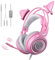 SOMiC G951S Pink Gaming Headset with Mic for Xbox One, PS5, PS4, PC, Removeable Cat Ear Headphone for Girls Women, with 3.5mm Plug/Control Box