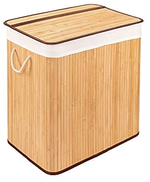 PANA®ECO Bambus Wäschekorb mit Deckel (150 L) • Wäschebox mit herausnehmbaren Wäschesack • Faltbarer Wäschesammler • Badezimmer Wäschetruhe • 100% Bambus • Farbe: Natur (40x60x63 cm)