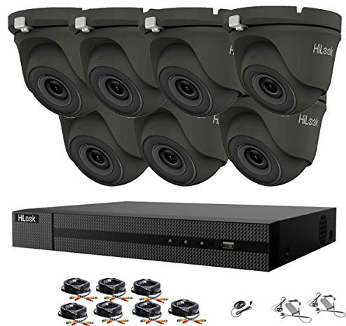 HILOOK HIKVISION 8CH CCTV Camera Systems 6X5MP HD Indoor/Outdoor Gray Dome Cameras H.265+Smart DVR Recorder pre installed Hard Drive Home Security Camera Systems Surveillance CCTV Kits (2TB HDD)