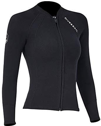 EUPTE 2mm Wetsuits Women/Men Long Sleeve Jacket UPF50+ UV Protection Diving Skin Suit Top for Scuba Diving Snorkeling Surfing Swimming (women, 2XL)