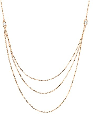 Sofia Milani - Damen Halskette 925 Silber - vergoldet/golden - mit Zirkonia Steinen - Layer Anhänger - N0400