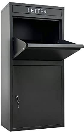Feliluke Package Delivery Boxes for Outside, Extra Large Capacity Modern Mailbox, Outdoor Freestanding Porch Box for Package (Black)