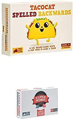 Two Player Bundle by Exploding Kittens - Tacocat Spelled Backwards and A Little Wordy - Two Player Card Games for Adults Teens & Kids - Fun Family Games