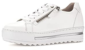 Gabor Damen Low-Top Sneaker, Frauen Halbschuhe,Wechselfußbett,Moderate Mehrweite (G),Freizeitschuhe,Turnschuhe,Laufschuhe,Weiss,40.5 EU / 7 UK
