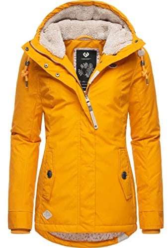 Ragwear Damen warme Winterjacke kurz mit Kapuze Monade Intl Curry022 Gr. M