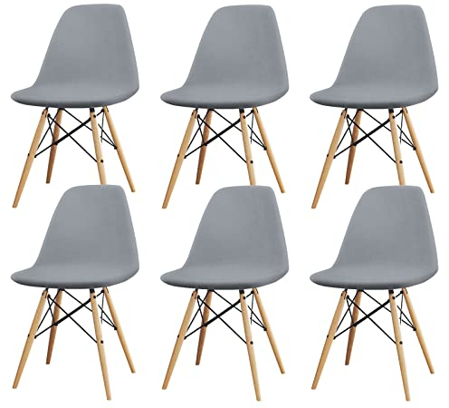 Langlebig Universal Stretch Stuhlhussen, 6er Set Elastische Moderne Stretch Stuhlbezug, Dining Chair Covers Samt Abnehmbare Waschbarer, für Esszimmer Hotel Bankett Hochzeit Partys Deko (6, Grau)